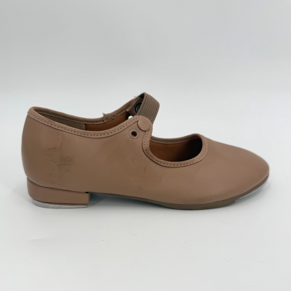 So Danca Tap Shoes Youth 13.5 Kids Tan Matte Snap Strap Dance 1021- no ribbons